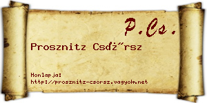 Prosznitz Csörsz névjegykártya